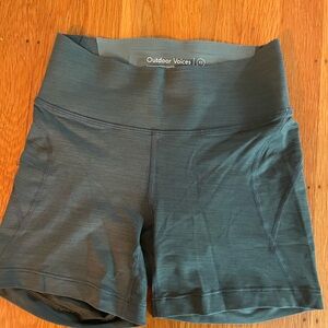 Outdoor Voices Teal Green High-Rise Bike Shorts